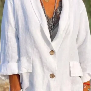 Isabelle - Luchtige Linnenjas voor Dames met Knoopsluiting | Stijlvolle en Comfortabele Zomerjas