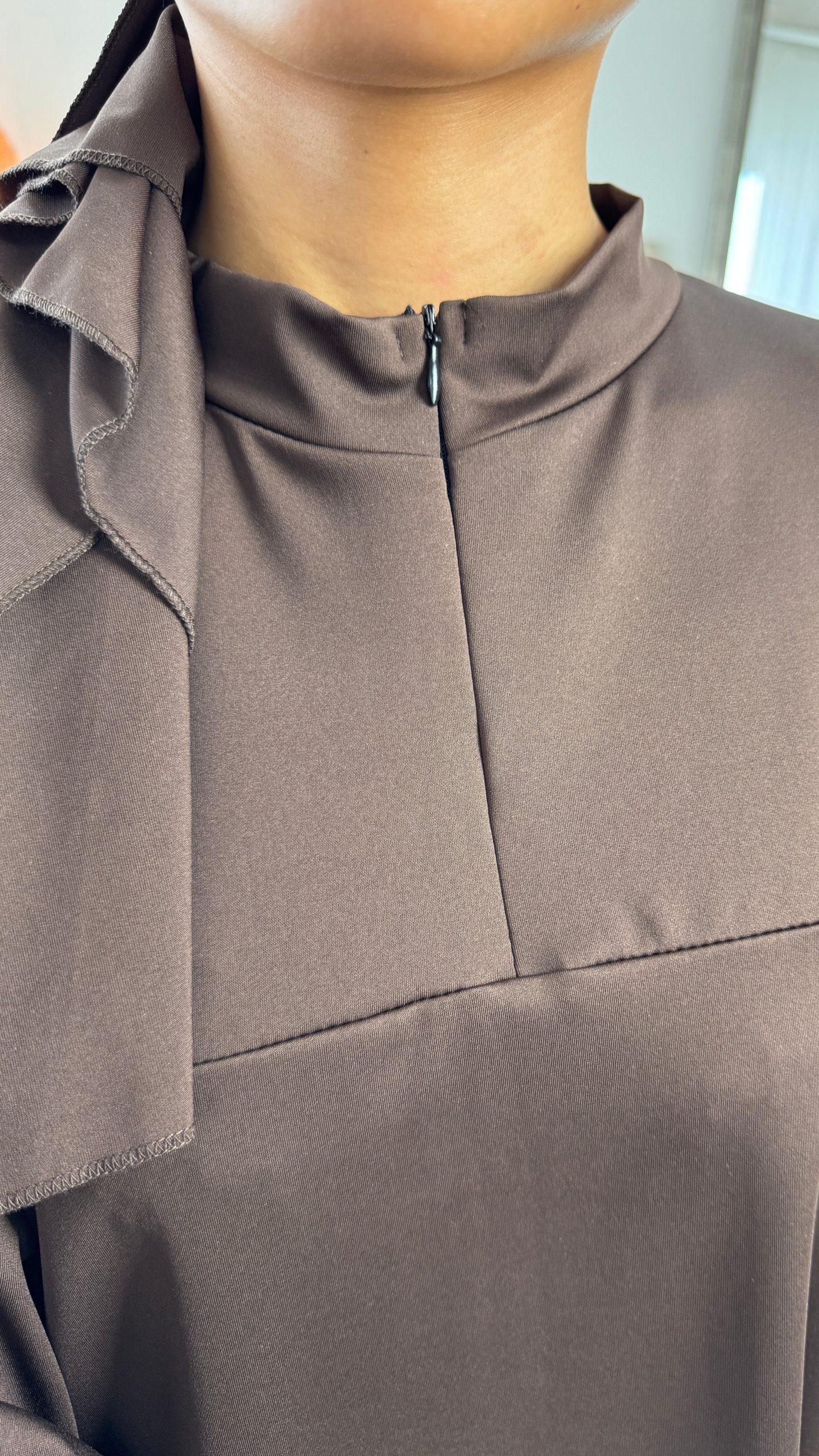 Zipper Essential Burkini Split Sleeve Detail + Hijab -Tie Belt - Afbeelding 7