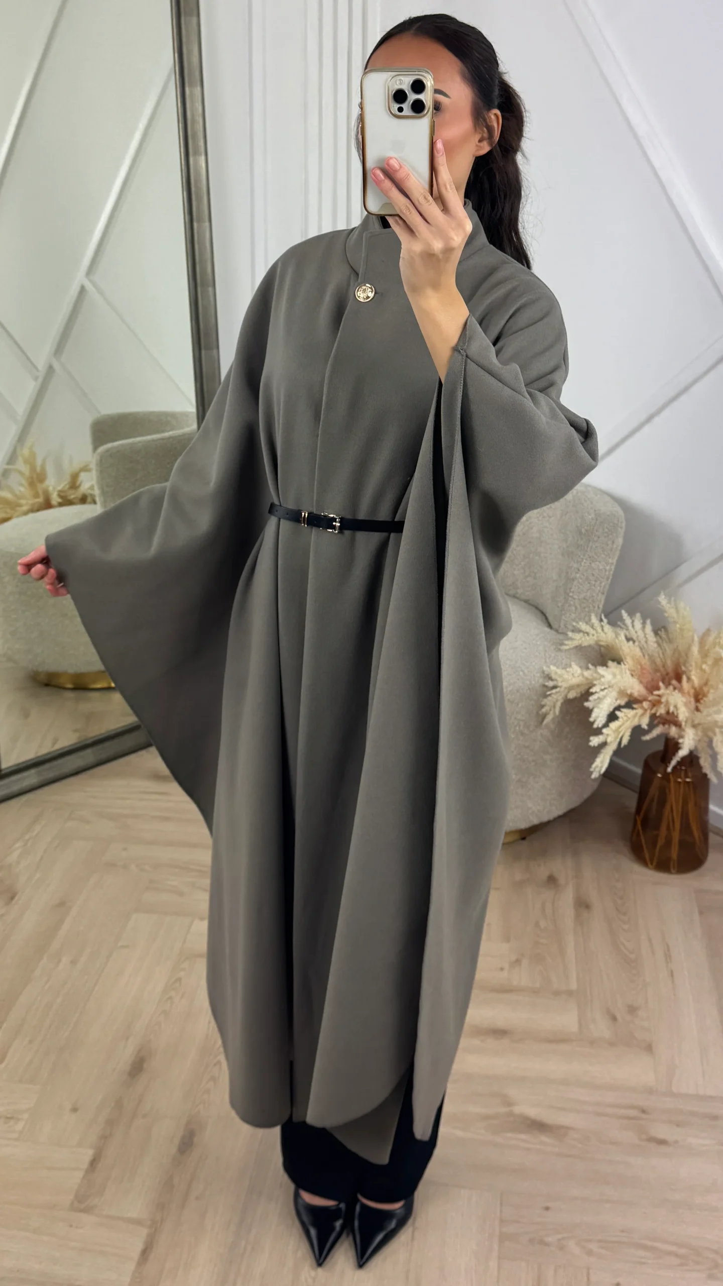 Luxe Cape Coat met TailleCeintuur - Afbeelding 3
