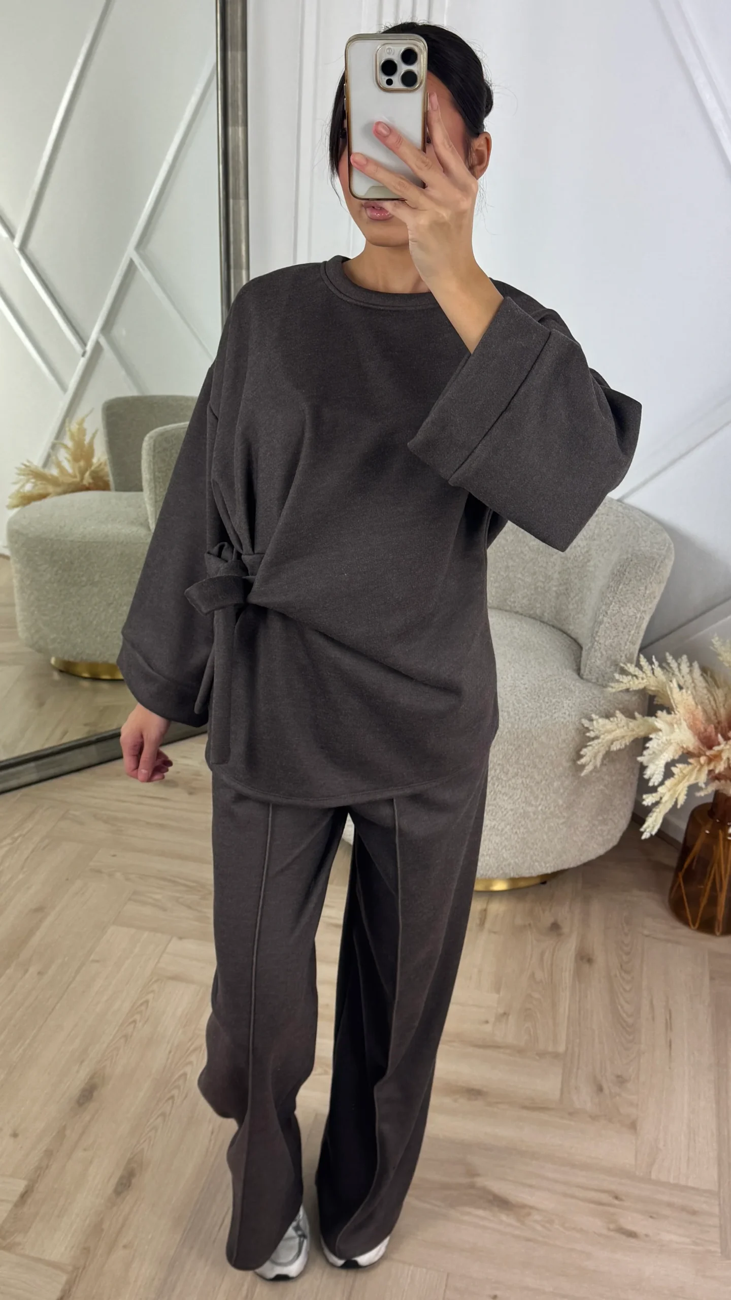 Two-Piece Fleece Soft Sweater Set met Strikdetail - Afbeelding 8