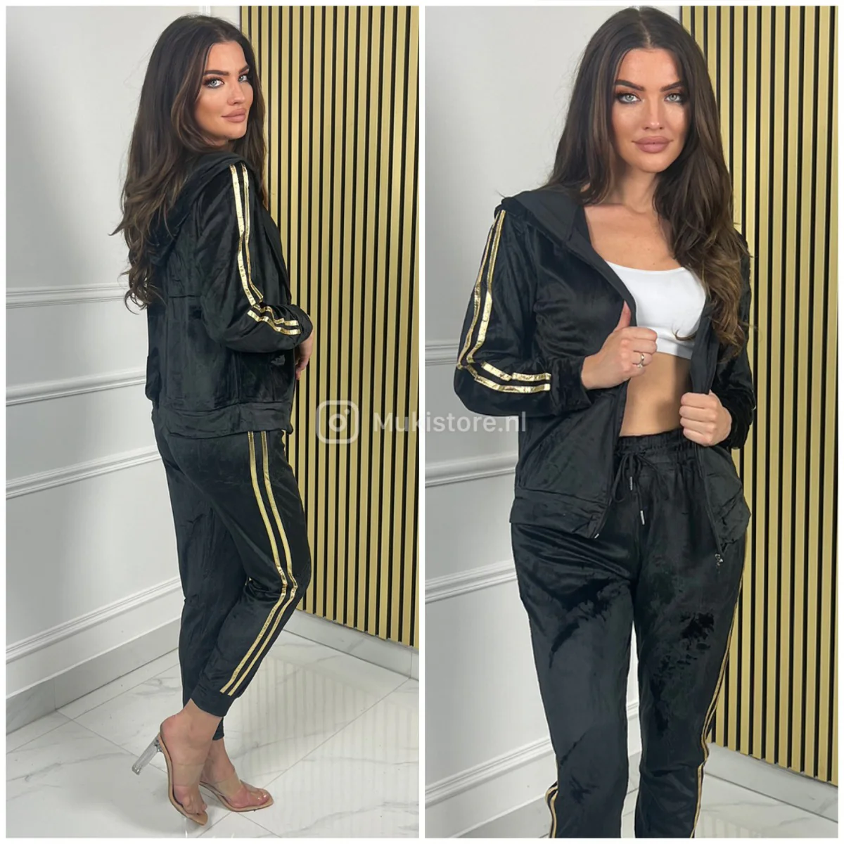 Velvet 2pcs Zip Set Two Stripes 147