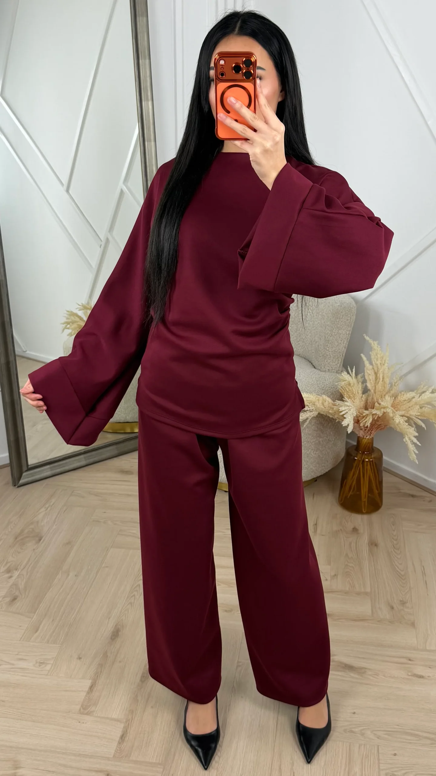 2-Delige Comfy Set met Gedrapeerd Zijdetail en Wide Leg Broek - Afbeelding 6