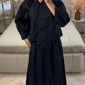 2-Delige Katoenen Set met Borstzakken en Maxi Rok