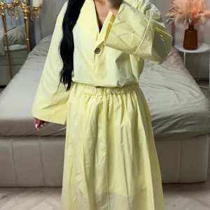 2-Delige Katoenen Set met Maxi Rok en Losse Blazer