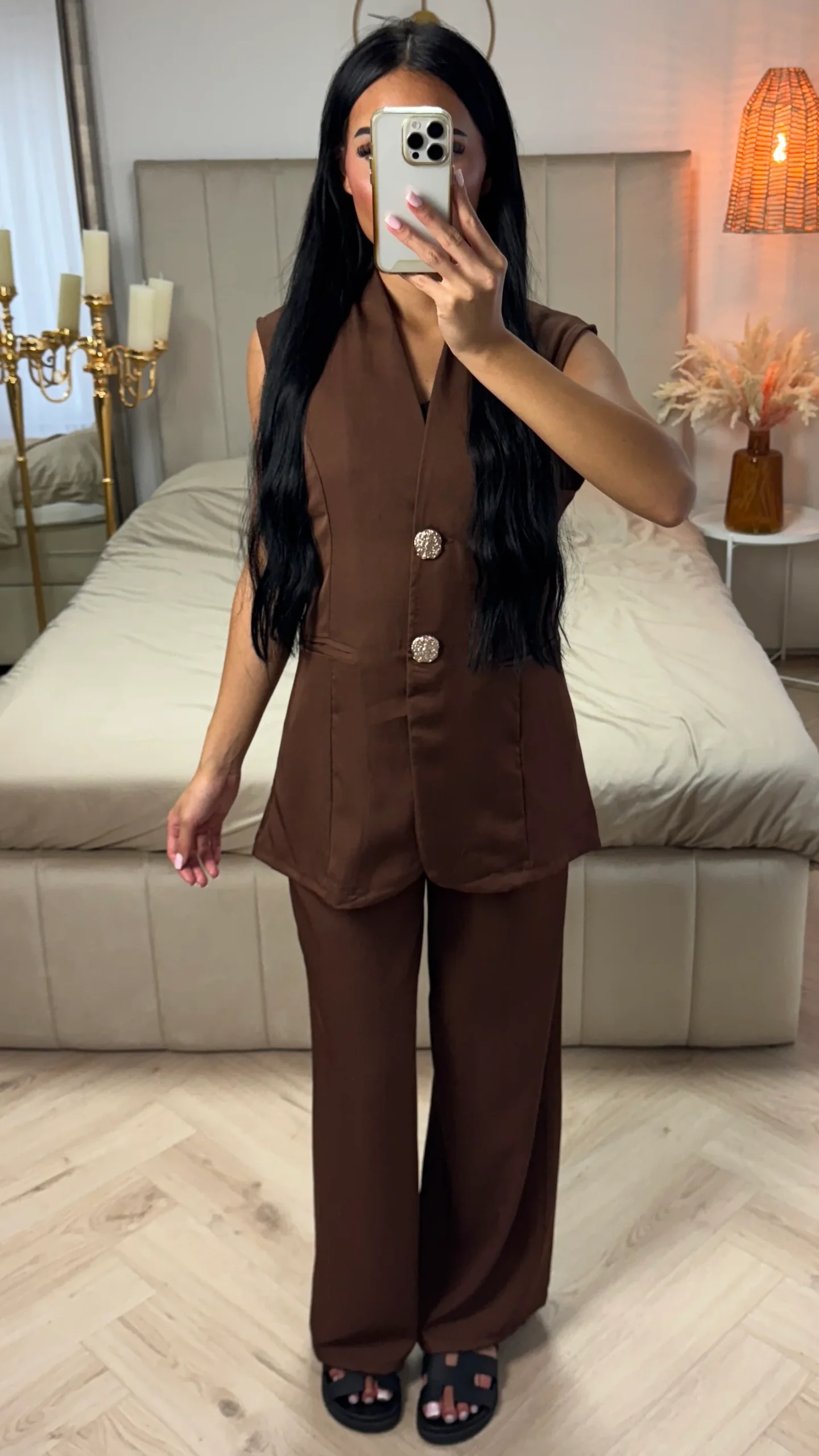 2-Delige Mouwloze Set met Goudkleurige Knopen - Afbeelding 6