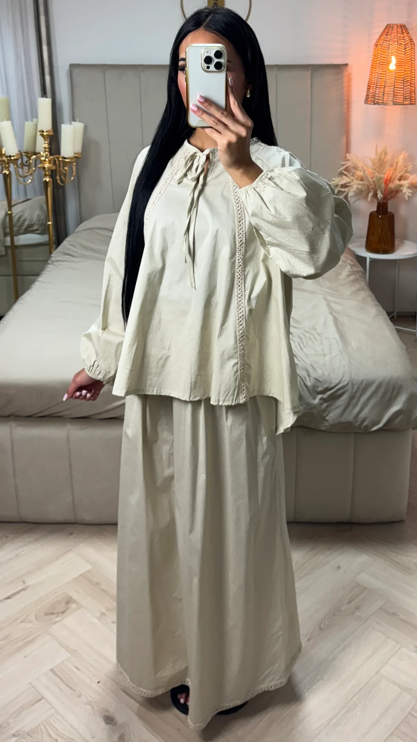 2-Delige Set met Katoenmix Top en Maxi Rok - Afbeelding 4