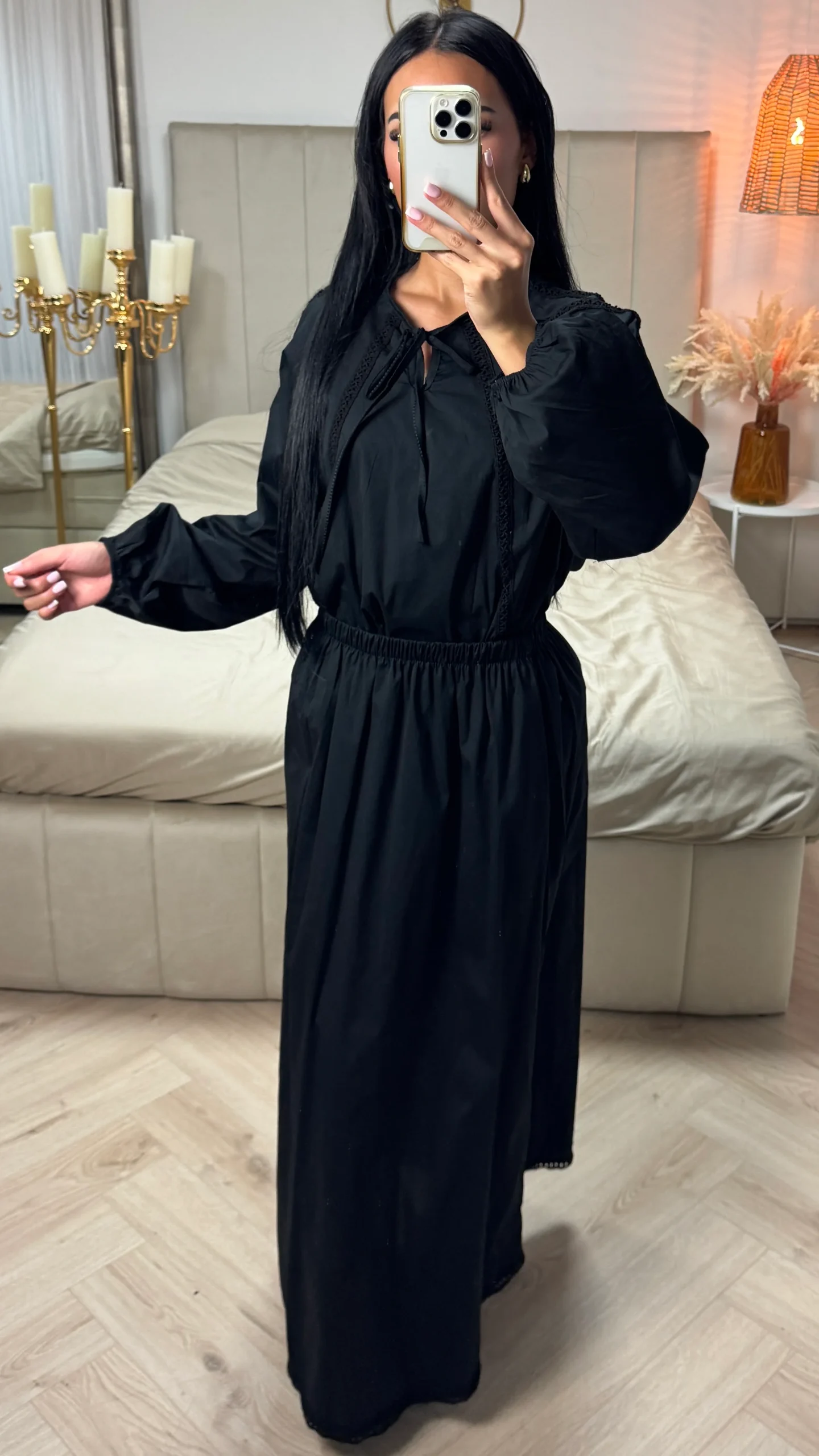 2-Delige Set met Katoenmix Top en Maxi Rok - Afbeelding 2