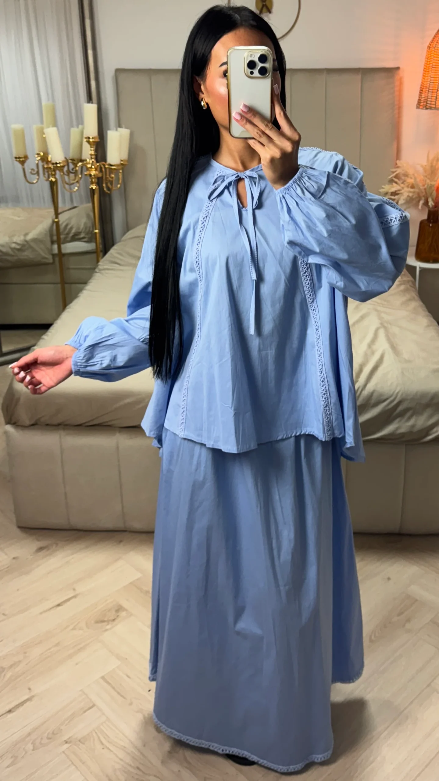 2-Delige Set met Katoenmix Top en Maxi Rok - Afbeelding 5