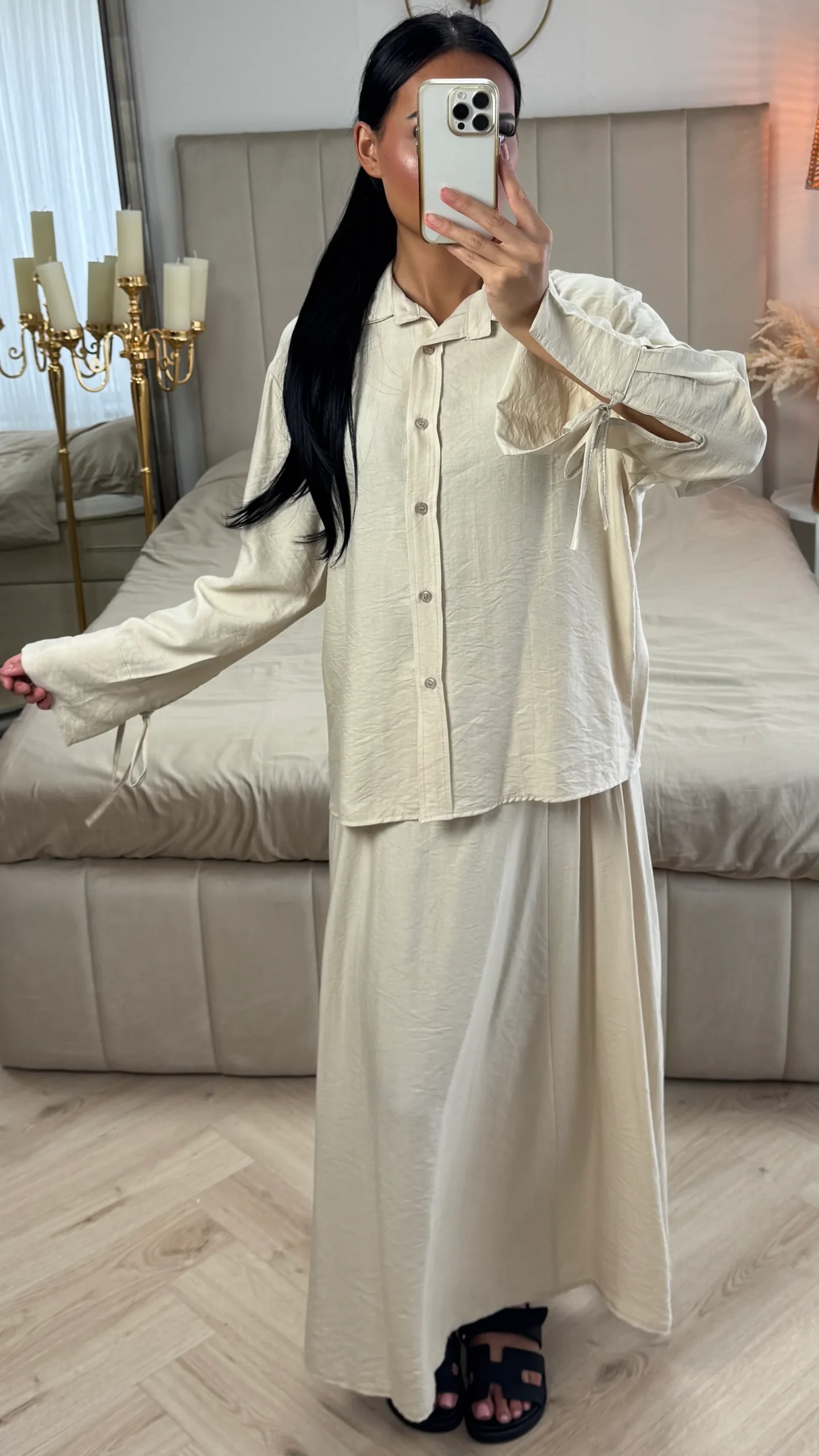 2-Delige Set met Strikmouwen en A-Lijn Rok – Viscoseblend - Afbeelding 6