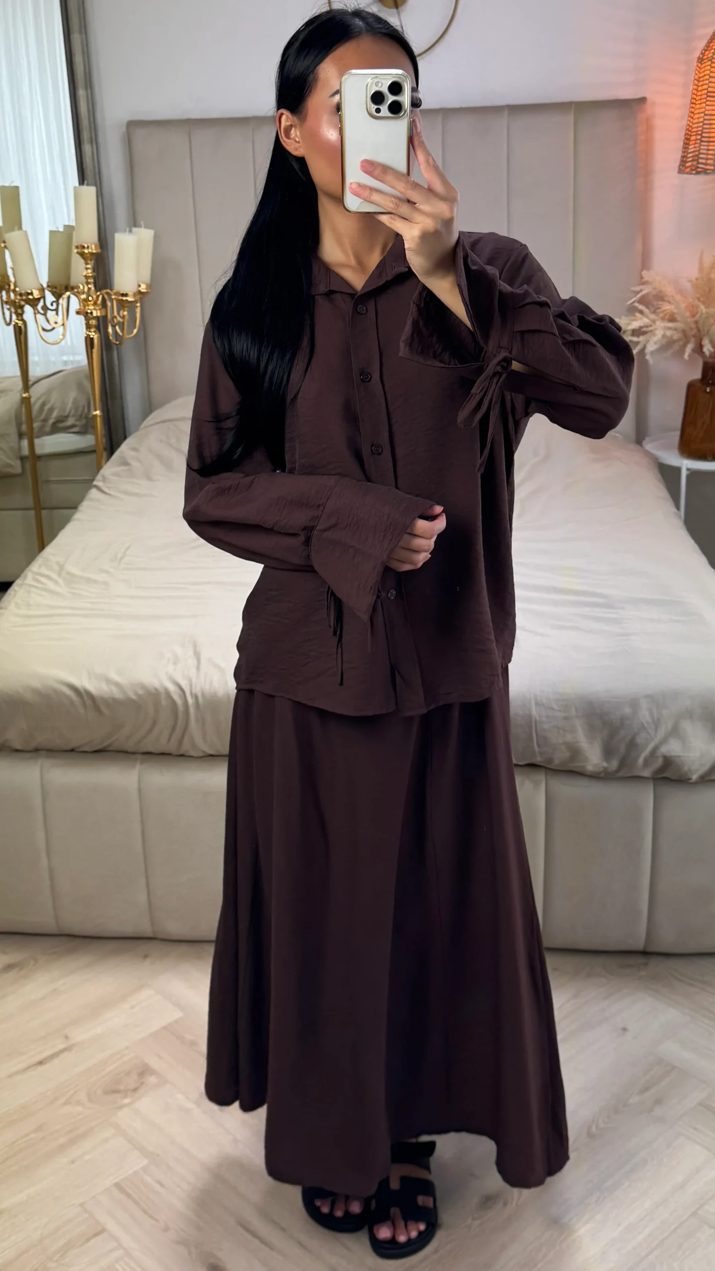 2-Delige Set met Strikmouwen en A-Lijn Rok – Viscoseblend - Afbeelding 5