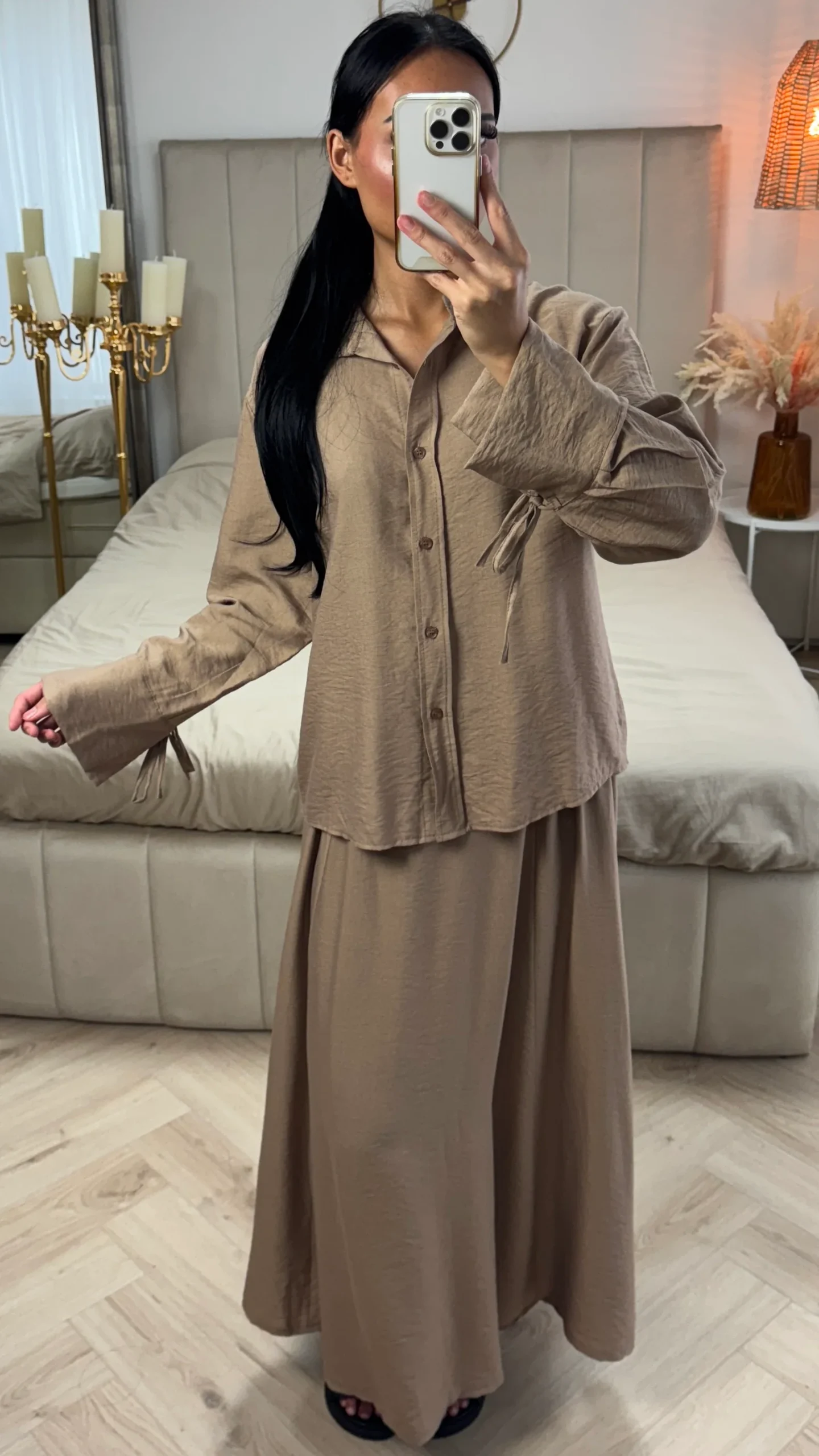 2-Delige Set met Strikmouwen en A-Lijn Rok – Viscoseblend - Afbeelding 7