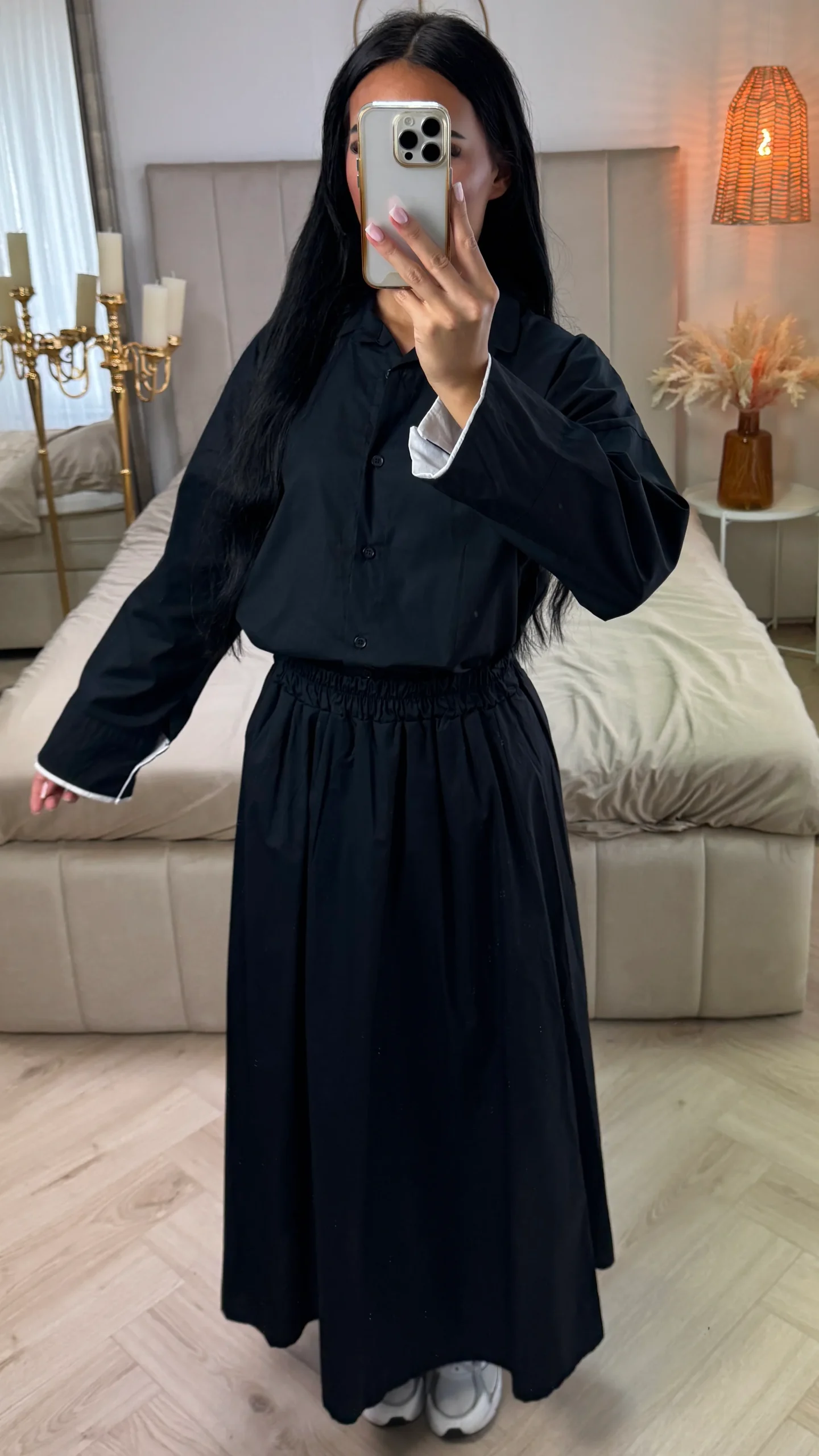 2-Delige Set van Katoen met Wijde Mouwen en Rok met Tailleband - Afbeelding 3