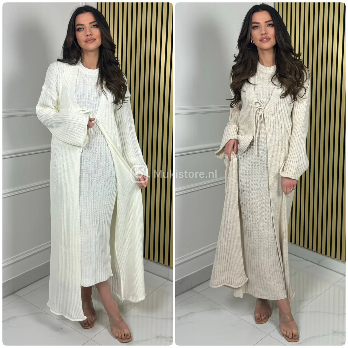 2 Piece Knitwear Set Cardigan + Sleeveless Dress 1609 Maxi - Afbeelding 6