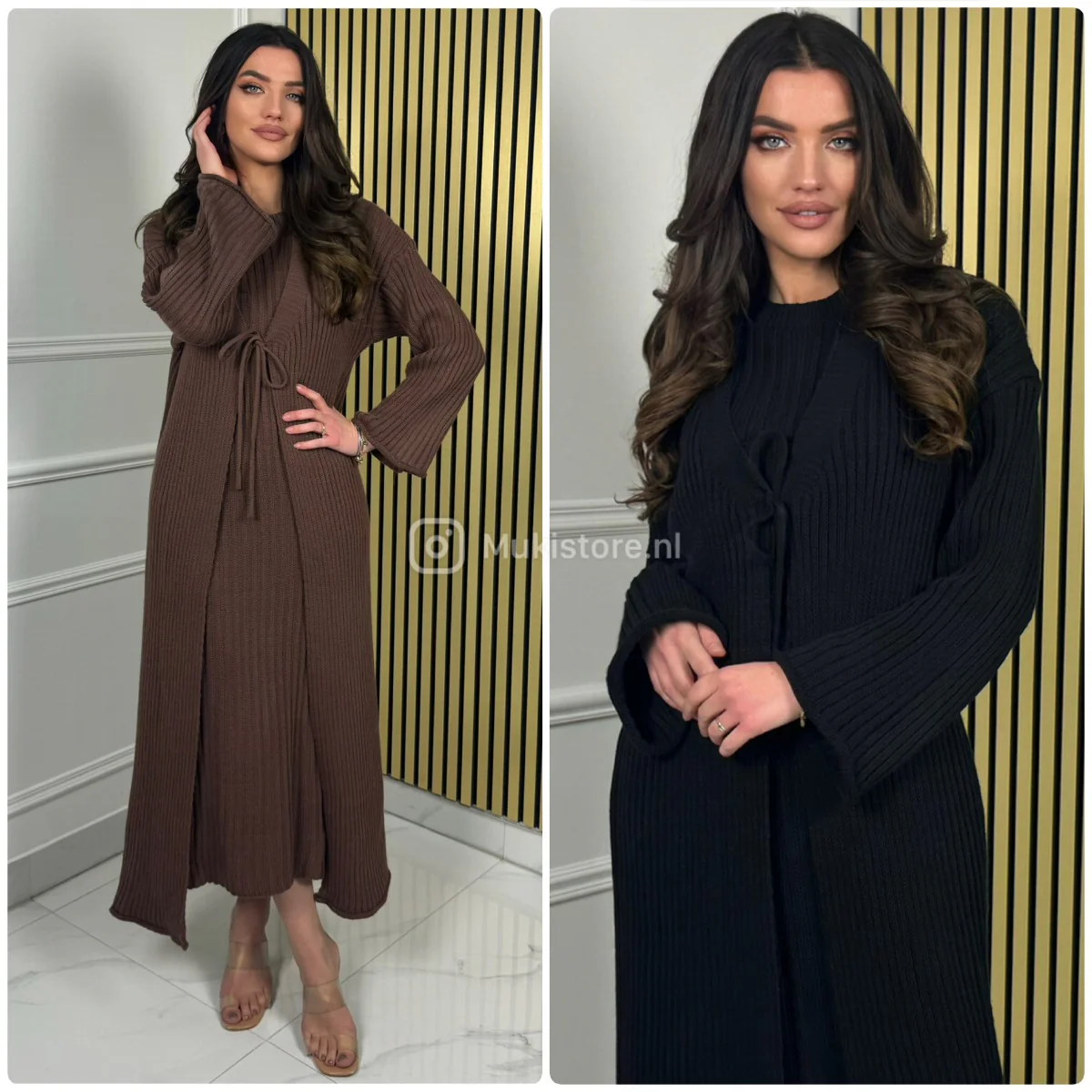 2 Piece Knitwear Set Cardigan + Sleeveless Dress 1609 Maxi - Afbeelding 7