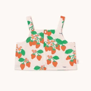 Strawberries woven crop top | Pastel pink | Tinycottons