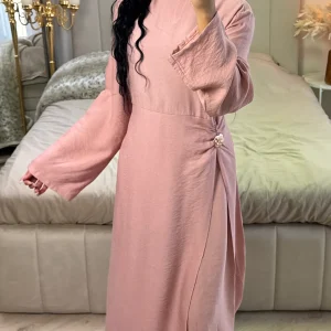 Split Dress Golden Button Detail Integrated Skirt