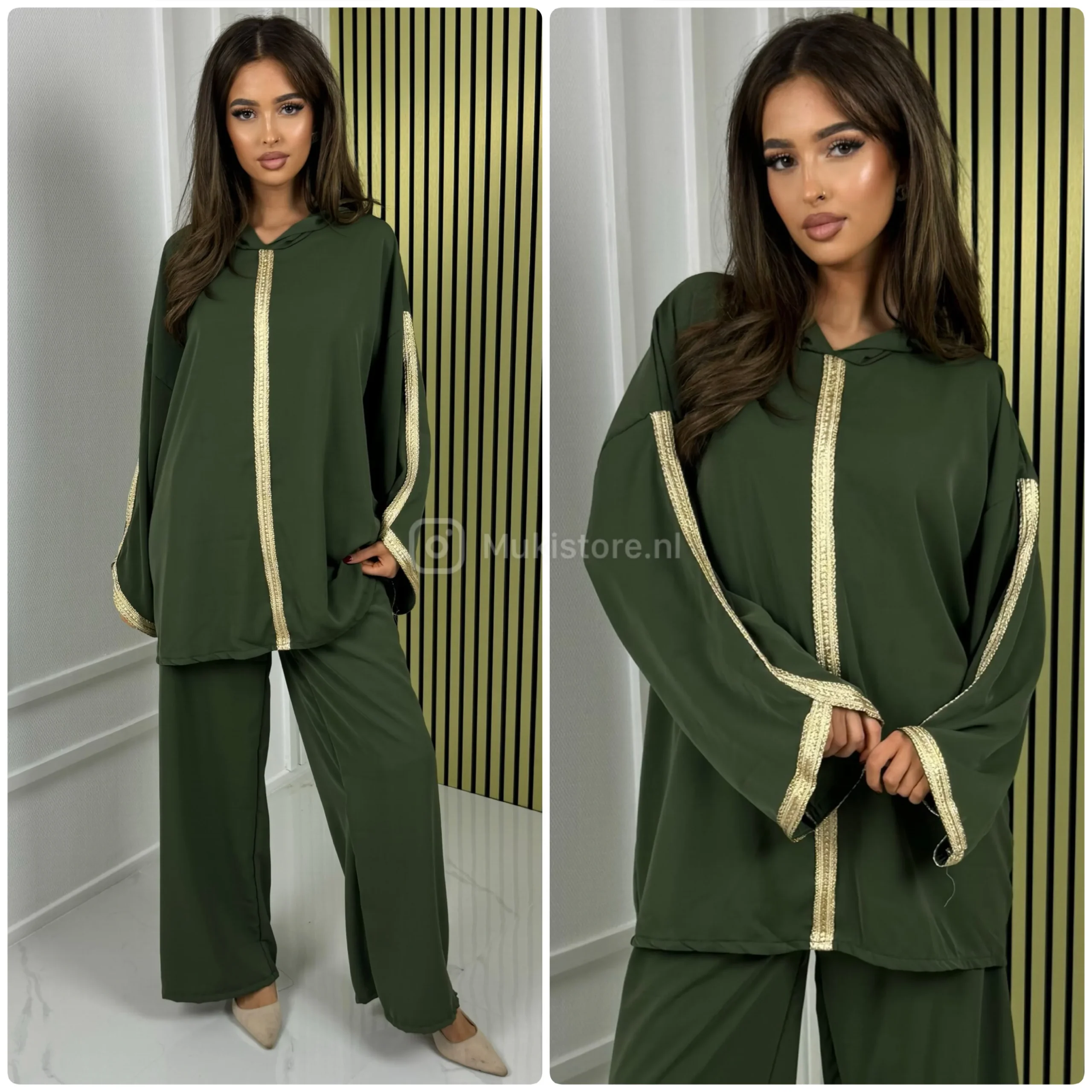 2pcs Hoodie Set Oversized Golden Embroidery - Afbeelding 9