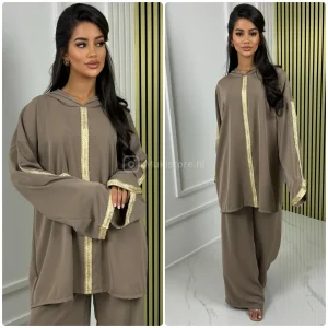 2pcs Hoodie Set Oversized Golden Embroidery