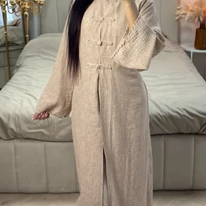 2pcs Linnenlook Set Button Tie Belt Kimono + Underdress