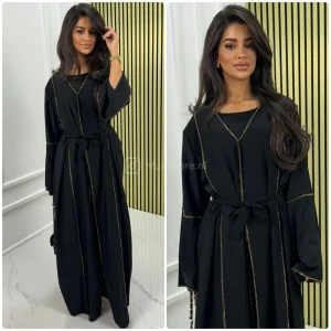 2pcs Set Dress Golden Seam Details