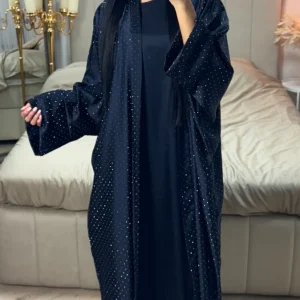 2pcs Set Glitter Kimono + Inside Tie Belt Underdress