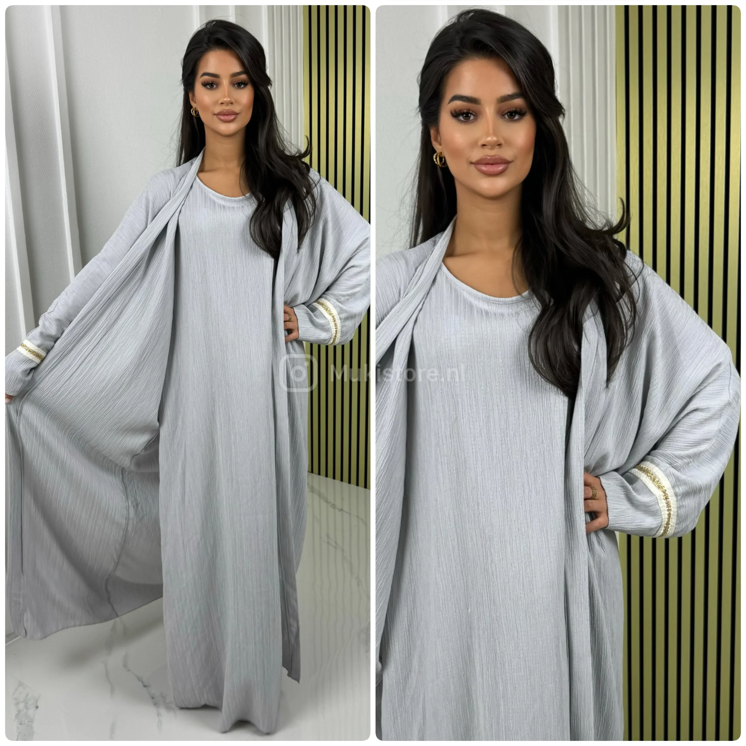 2pcs Set Kimono + Dress Premium Stripe 3D Material - Afbeelding 7