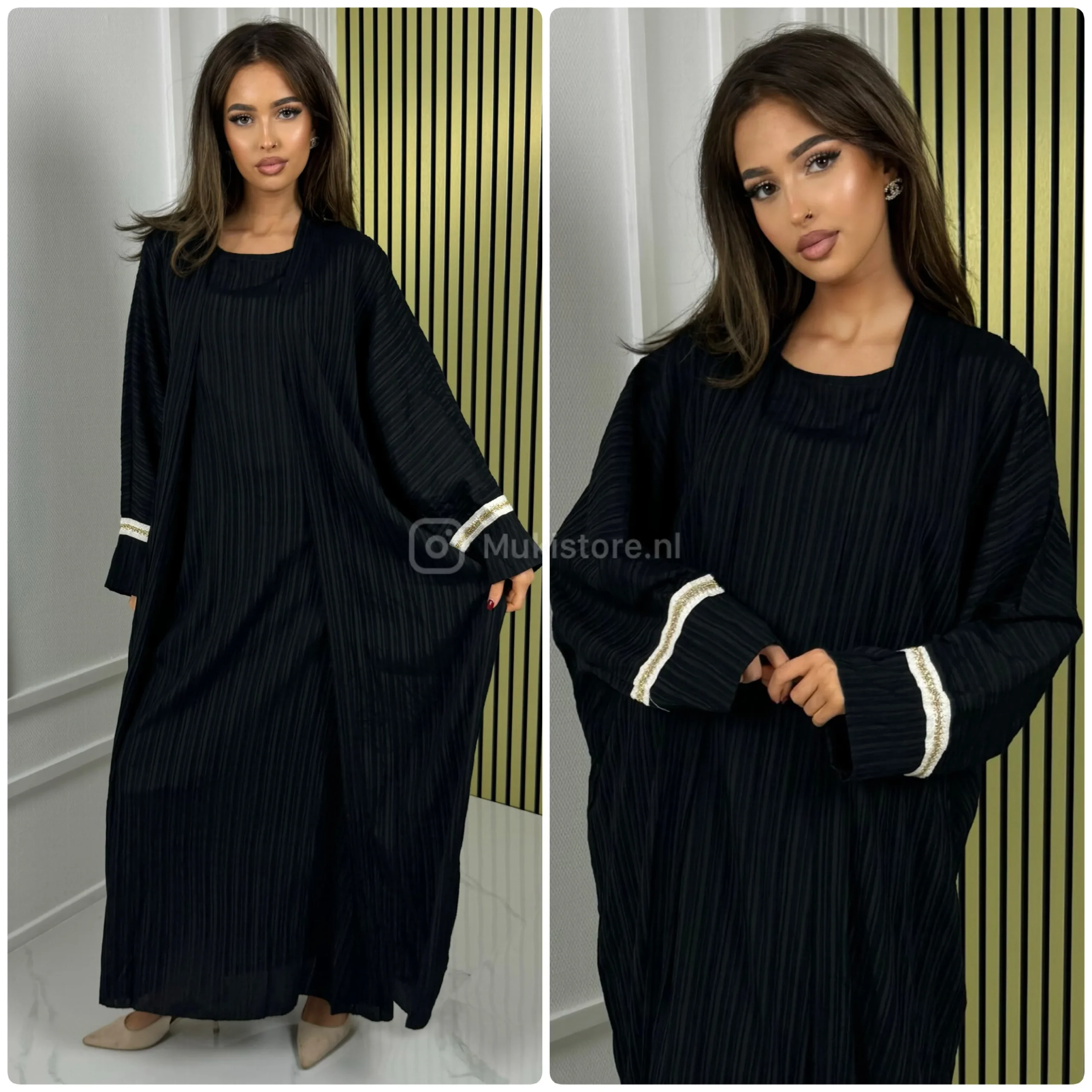 2pcs Set Kimono + Dress Premium Stripe 3D Material - Afbeelding 8