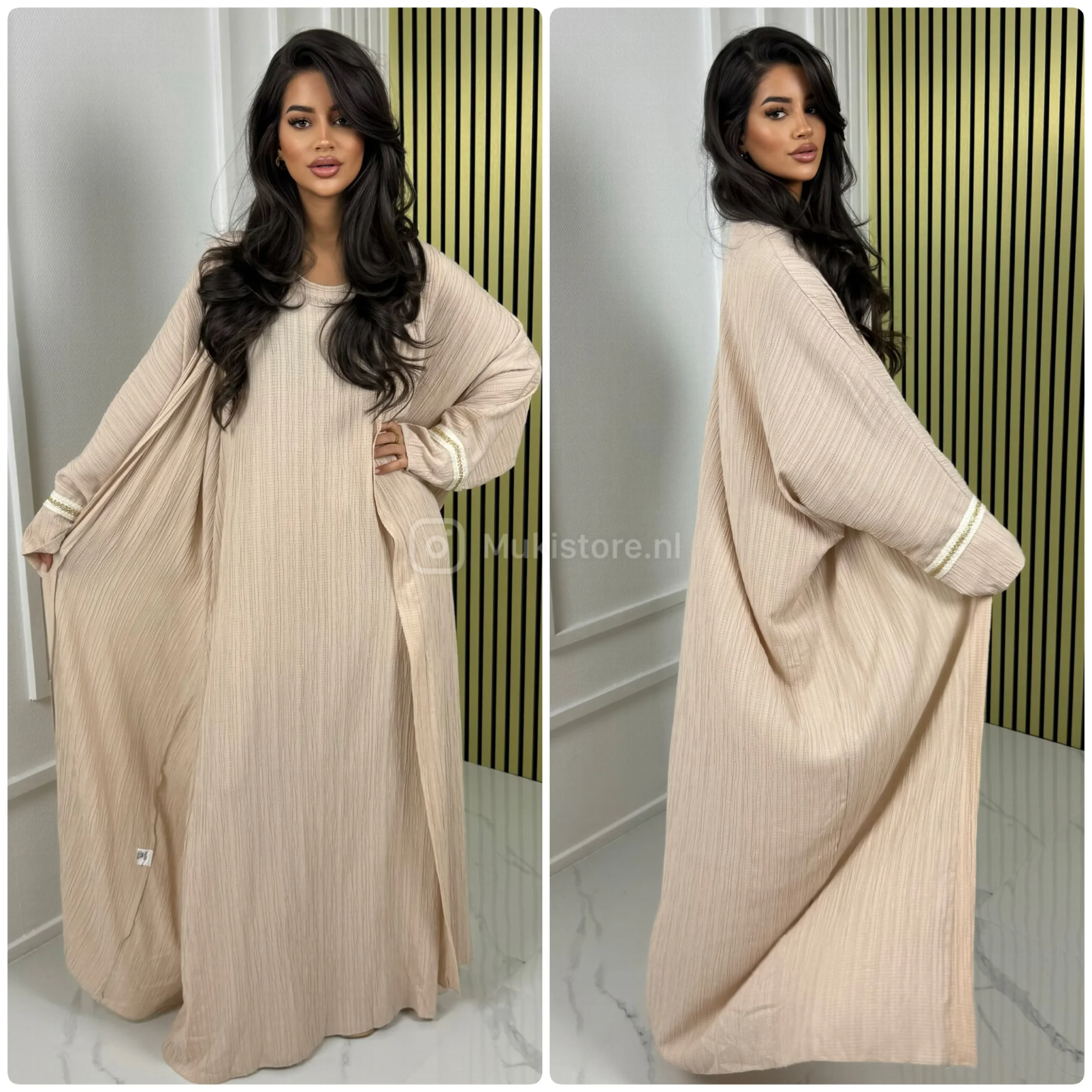 2pcs Set Kimono + Dress Premium Stripe 3D Material - Afbeelding 9