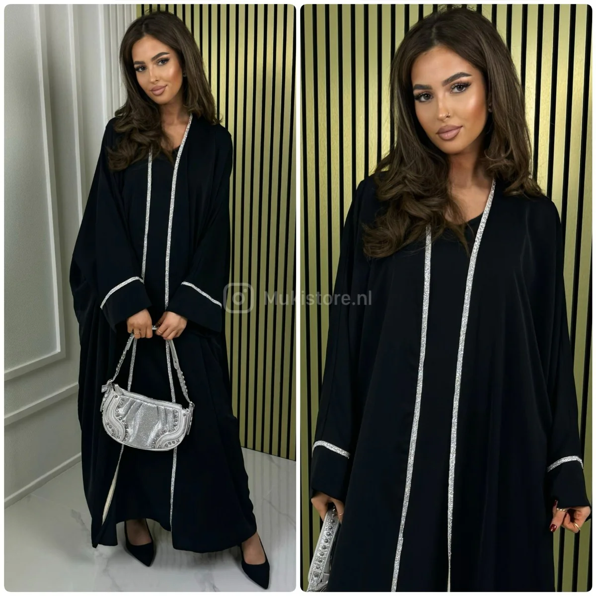 2pcs Silver Detail Kimono+Dress Oversized Made In Italy