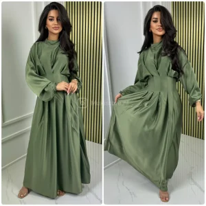 Satin Maxi Pleated Waist Tie Belt Detail