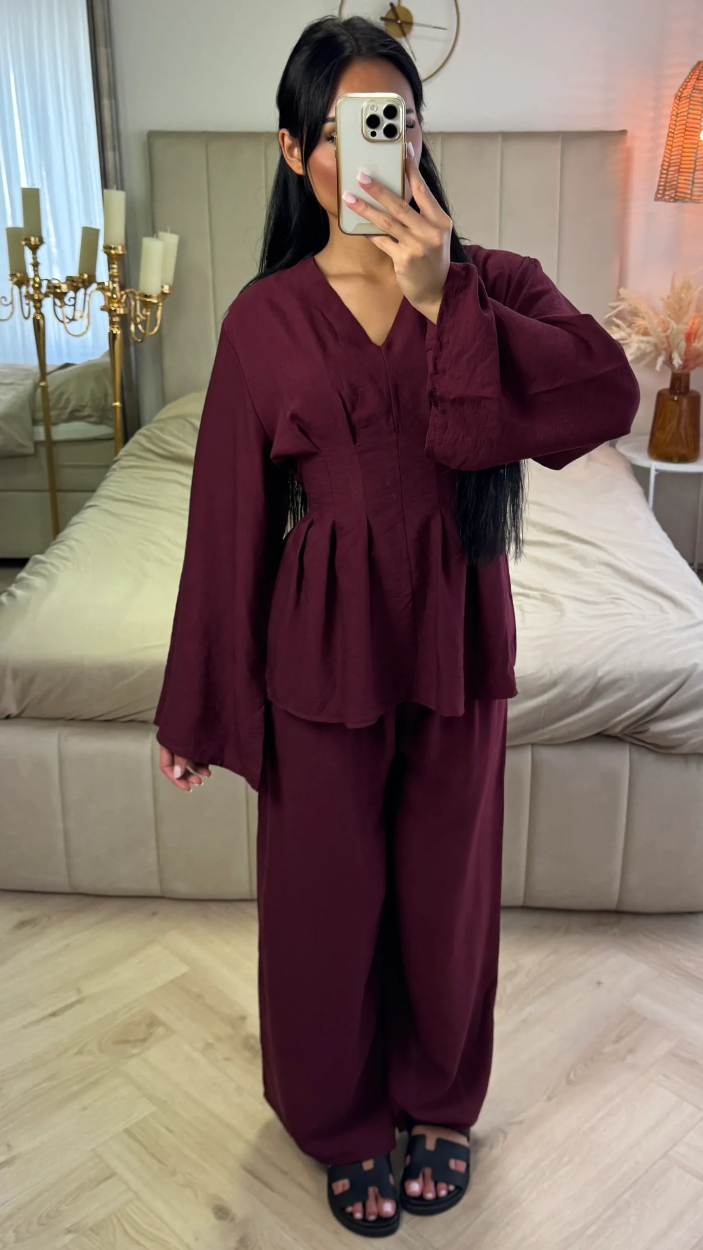 2-Delige Set met Tailleplooien en Wijde Broek – Viscoseblend - Afbeelding 7