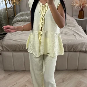 Mouwloze Viscose Set met 3 Strikdetails