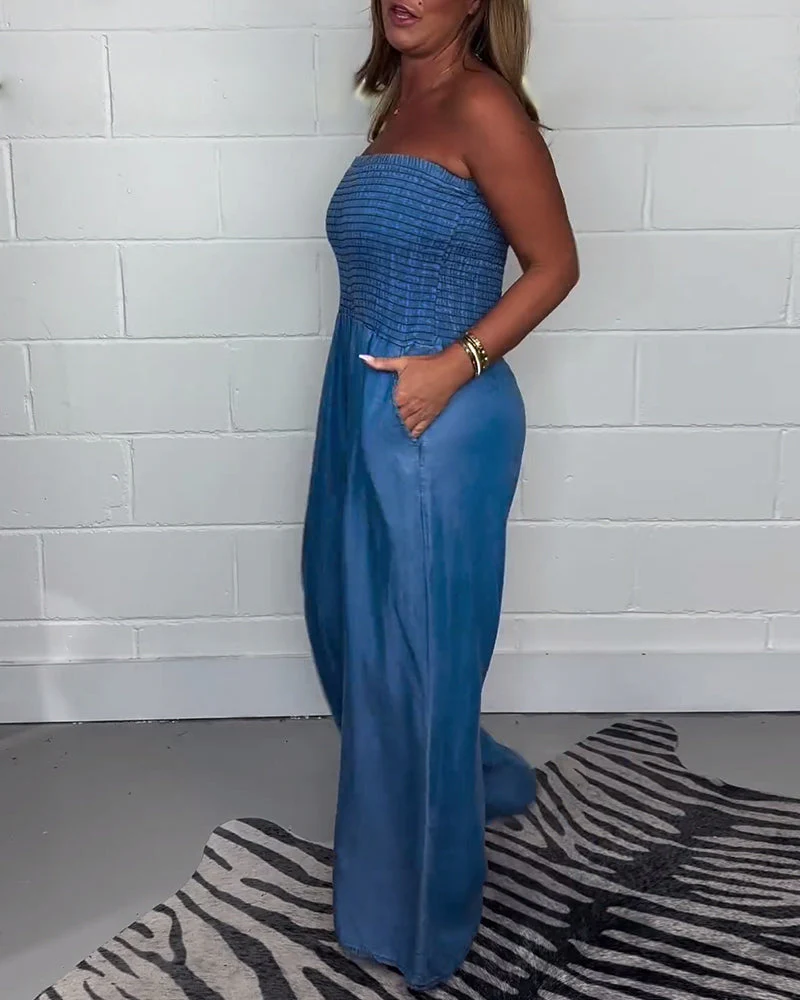 Trendsetter - Mouwloze Jumpsuit met Plissé en Effen Zakken | Moderne Stijl - Afbeelding 7