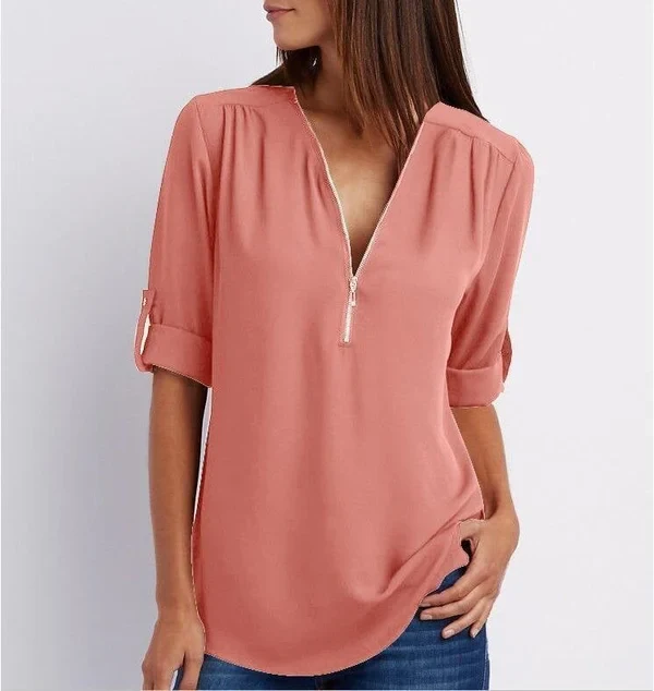 Stijlvolle V-Hals Blouse – Veelzijdig en Elegant - Afbeelding 5