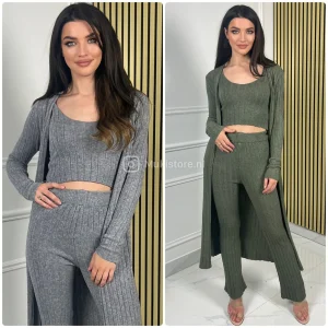 3pcs Thick Pbt Set Vest+Top+Wide Leg Pants