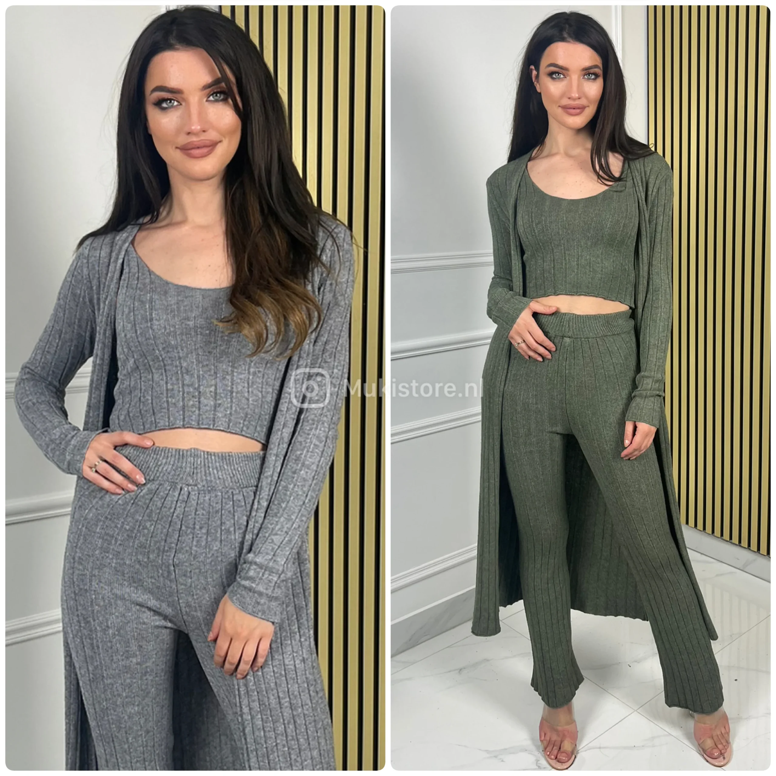 3pcs Thick Pbt Set Vest+Top+Wide Leg Pants - Afbeelding 8