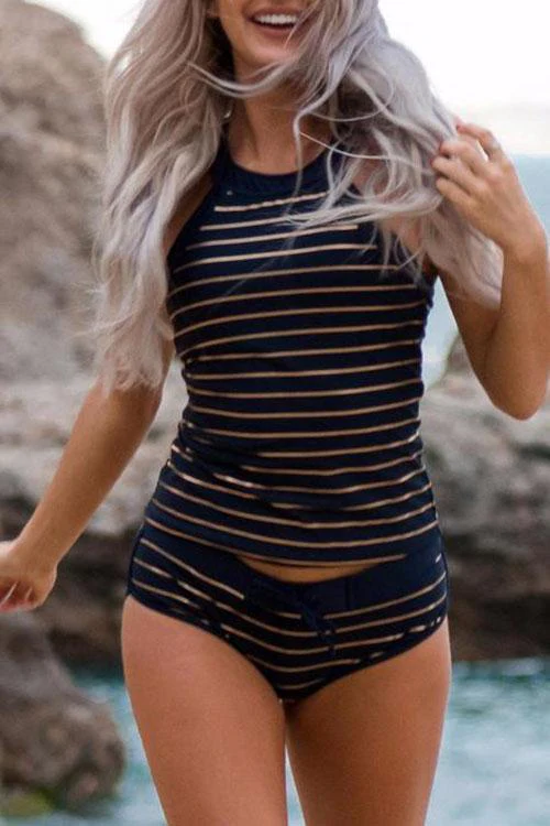 Helena - Serenity Gestreept Tankini Set voor Dames | Stijlvol en Comfortabel Zwemkleding - Afbeelding 2