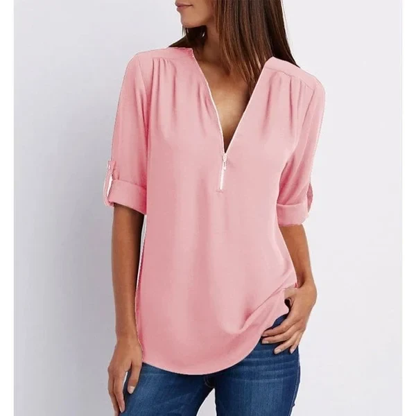 Stijlvolle V-Hals Blouse – Veelzijdig en Elegant - Afbeelding 9