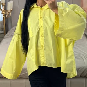 Oversized Blouse met Wijde Mouwen – Katoenblend