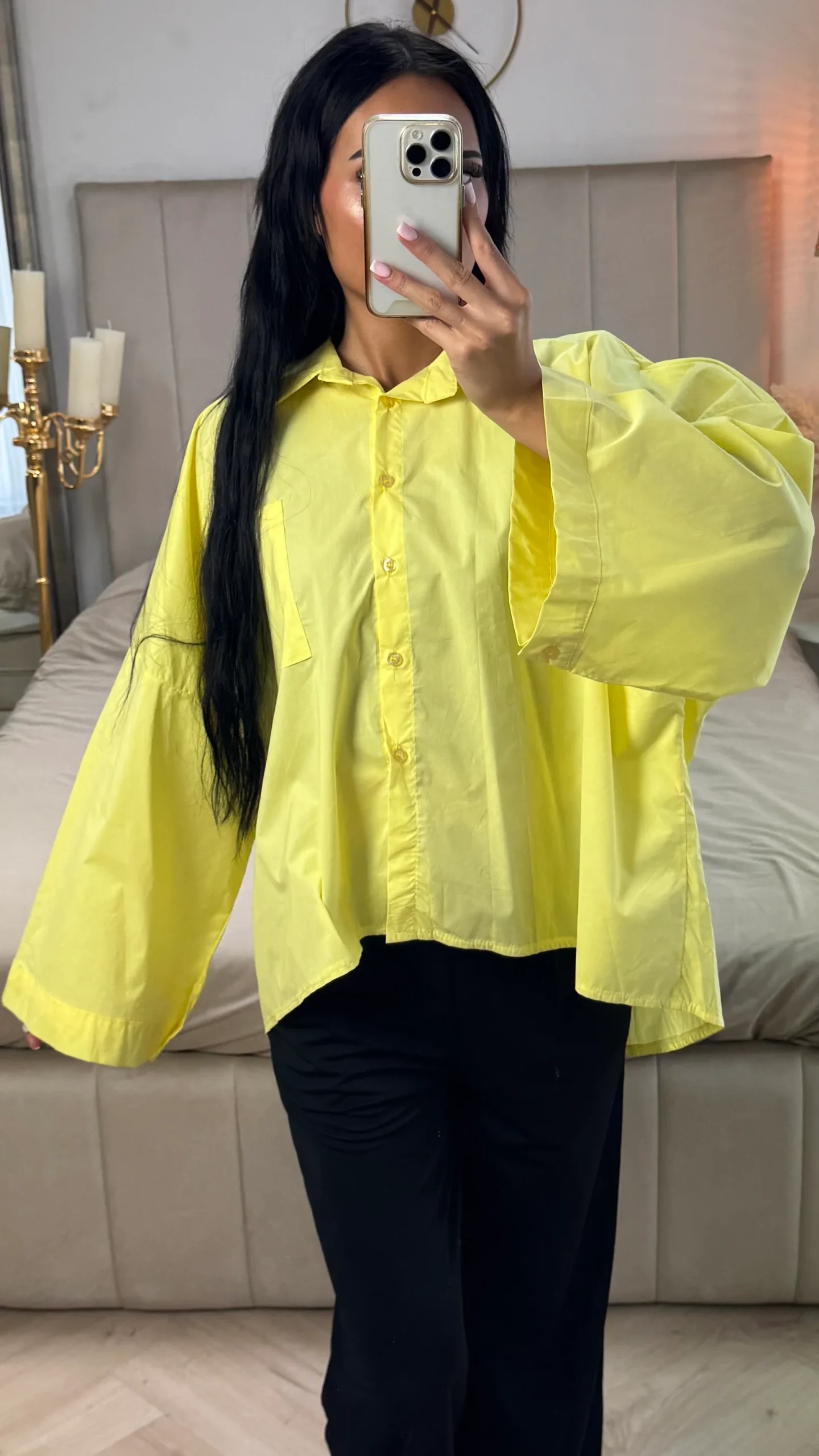 Oversized Blouse met Wijde Mouwen – Katoenblend - Afbeelding 2