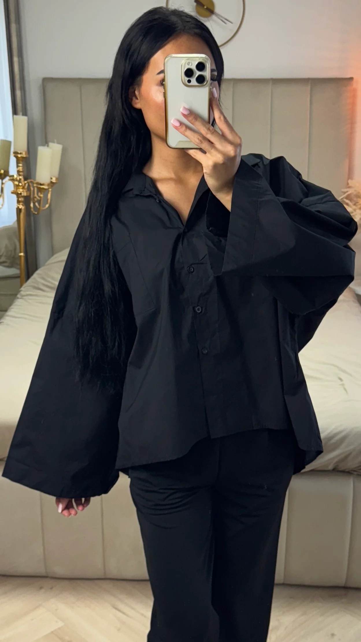 Oversized Blouse met Wijde Mouwen – Katoenblend - Afbeelding 3