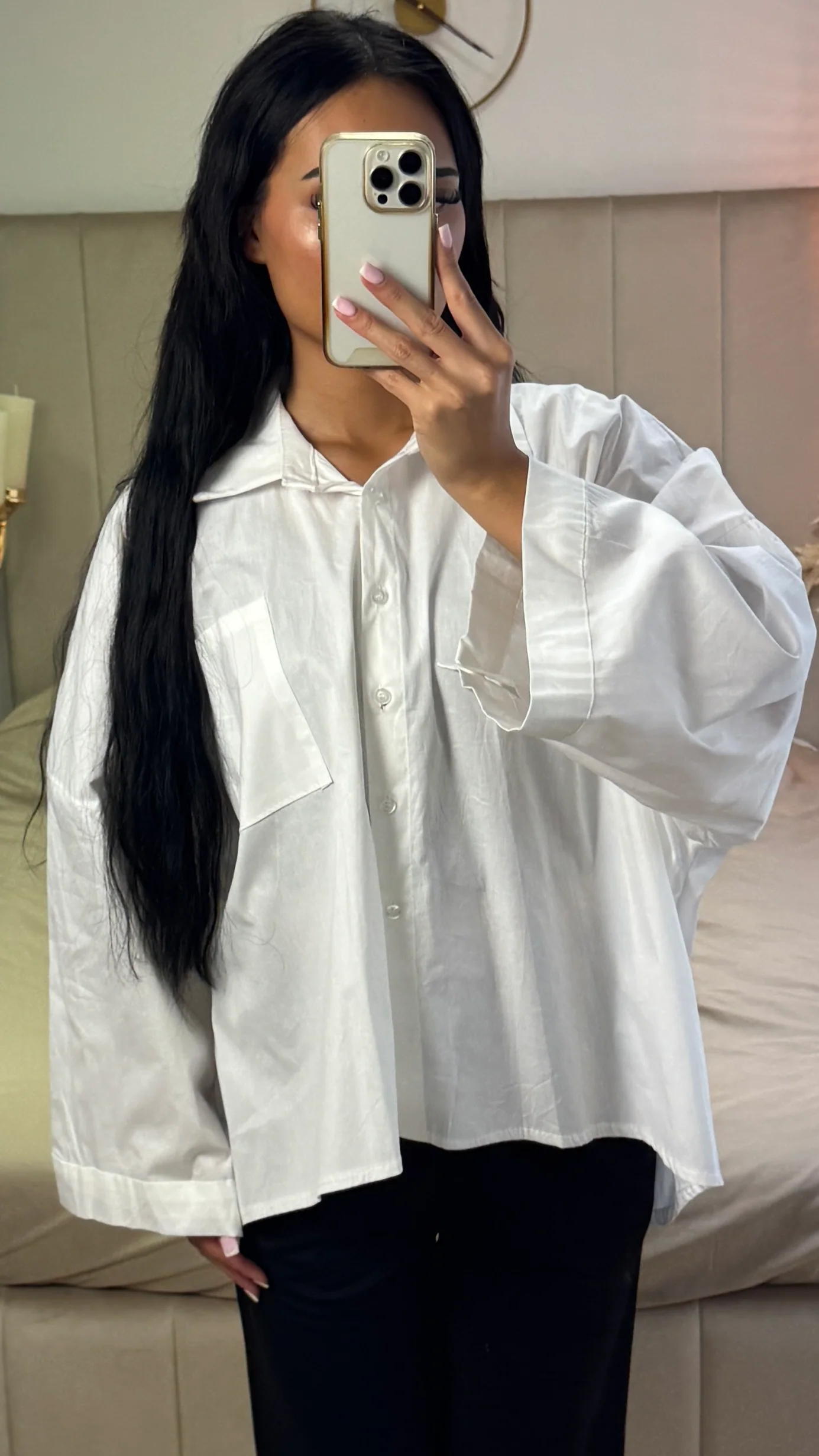 Oversized Blouse met Wijde Mouwen – Katoenblend - Afbeelding 4