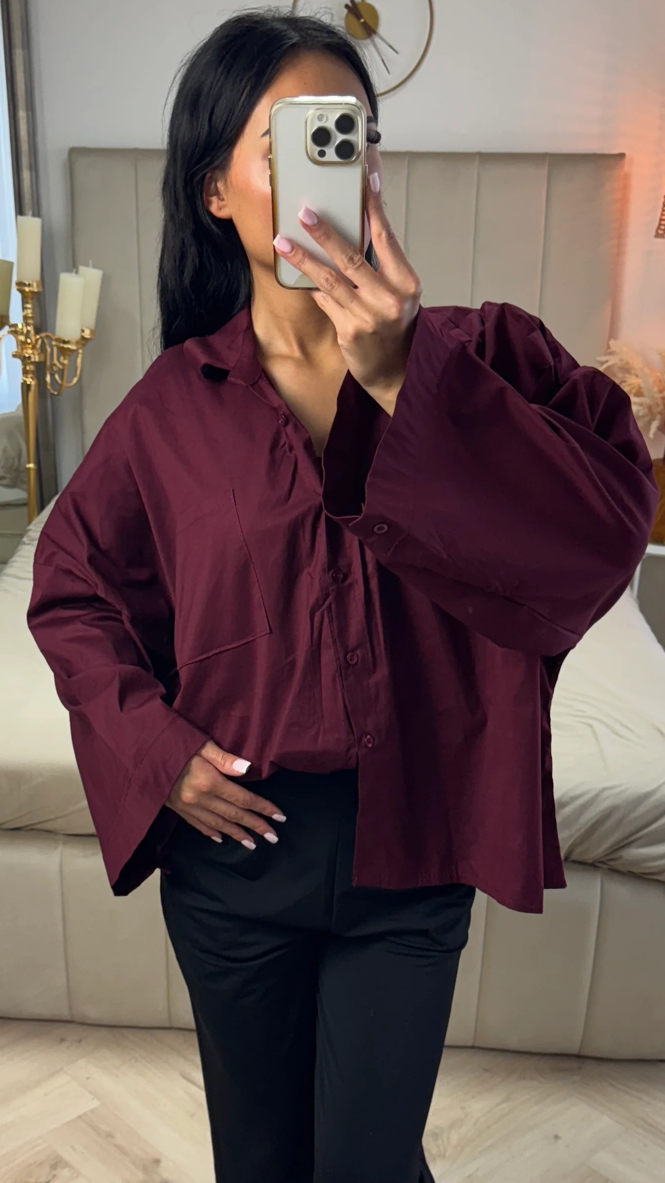 Oversized Blouse met Wijde Mouwen – Katoenblend - Afbeelding 8