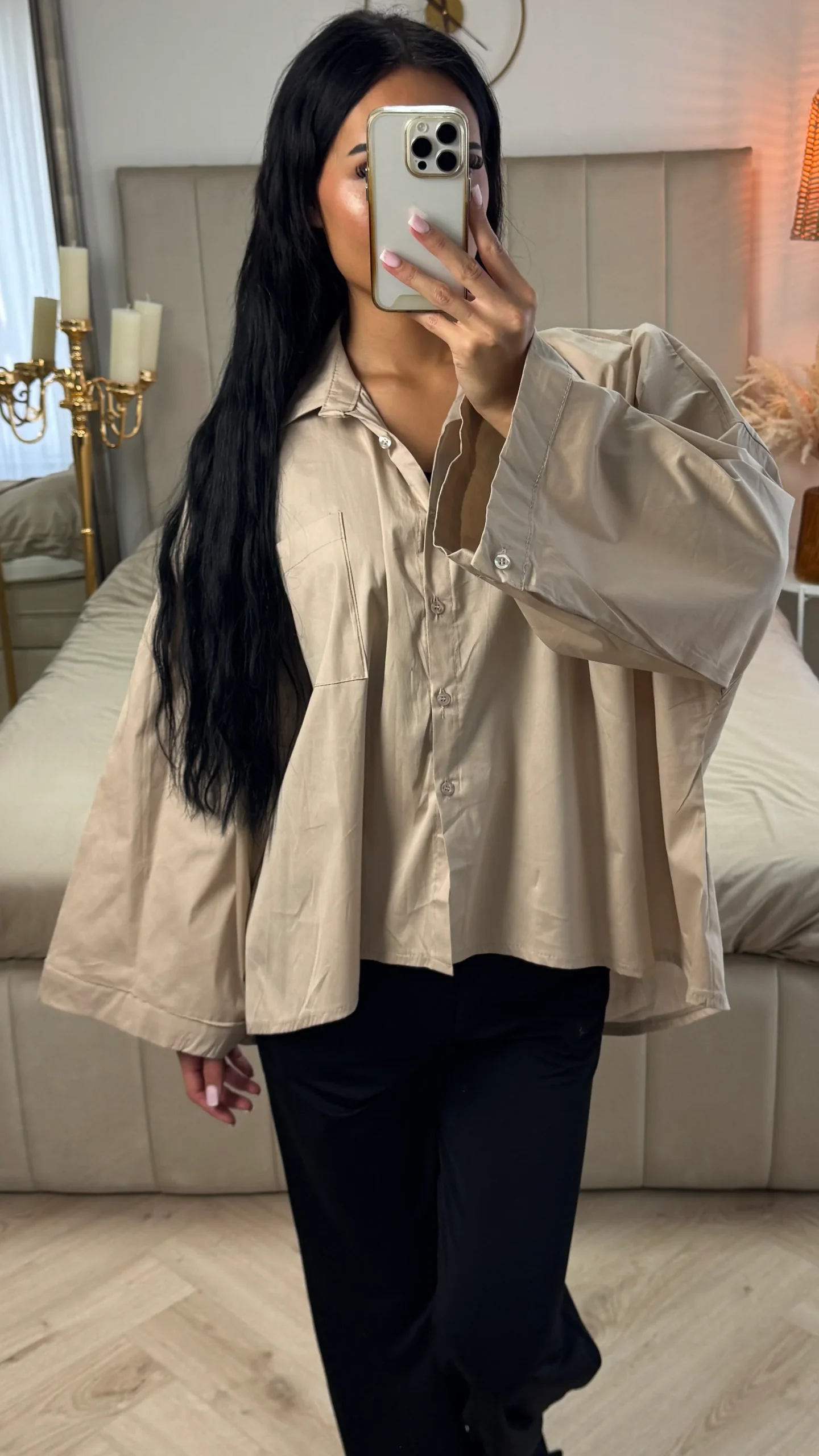 Oversized Blouse met Wijde Mouwen – Katoenblend - Afbeelding 9