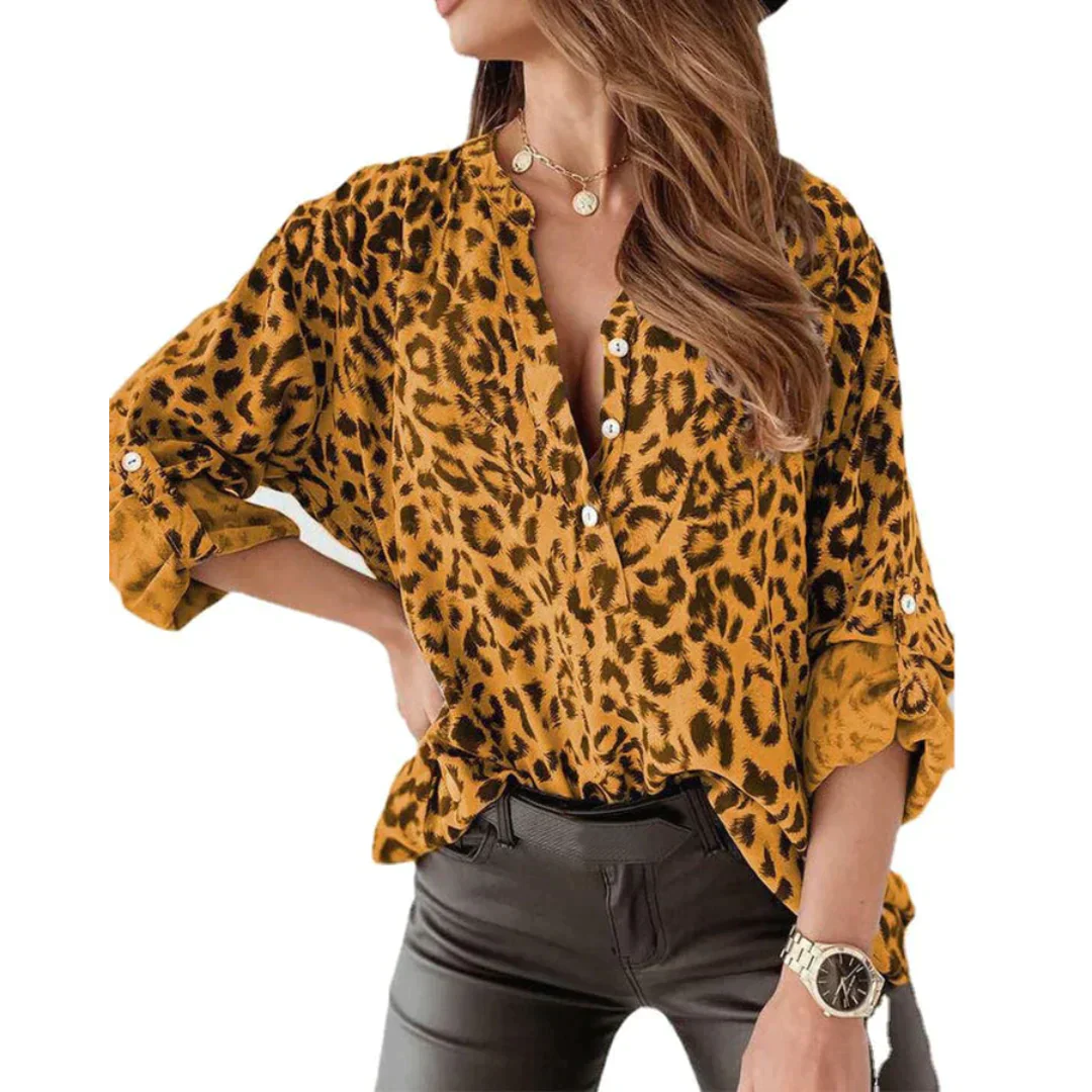 Mara - Langarm Blouse met Luipaardprint voor Dames | Stijlvolle en Trendy Blouse - Afbeelding 4