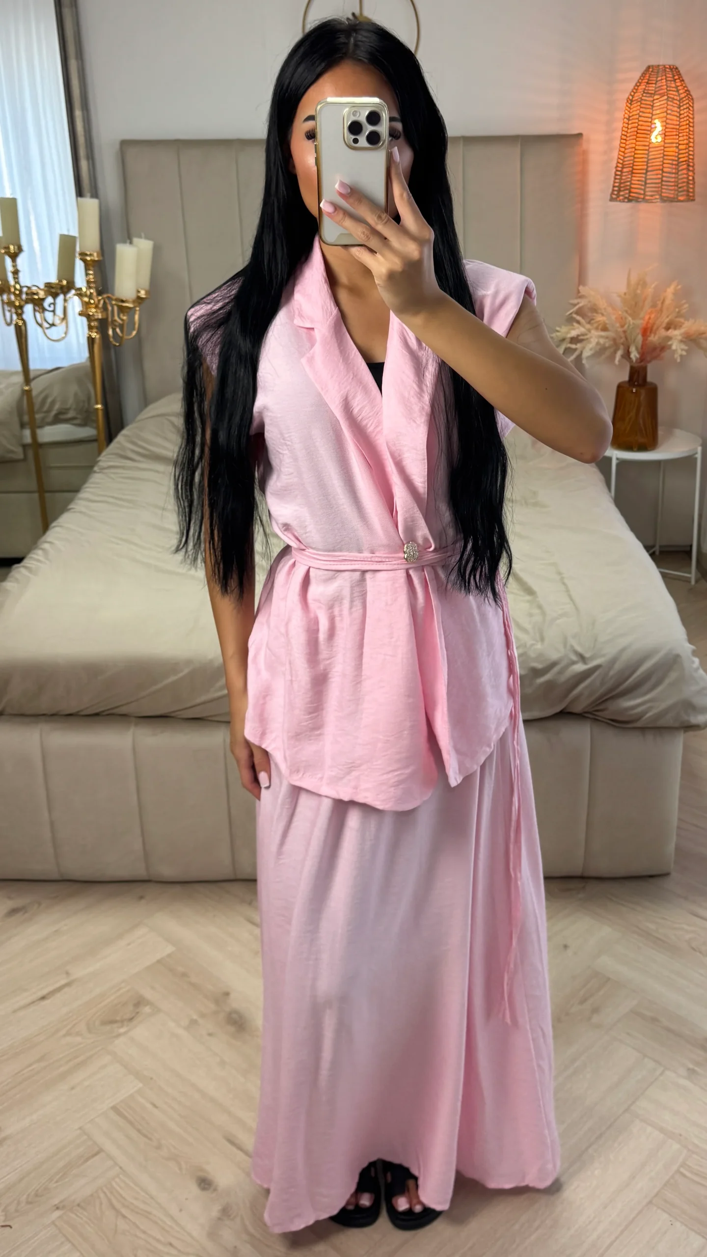 Tweedelige Set met Ceintuur – Viscoseblend - Afbeelding 3