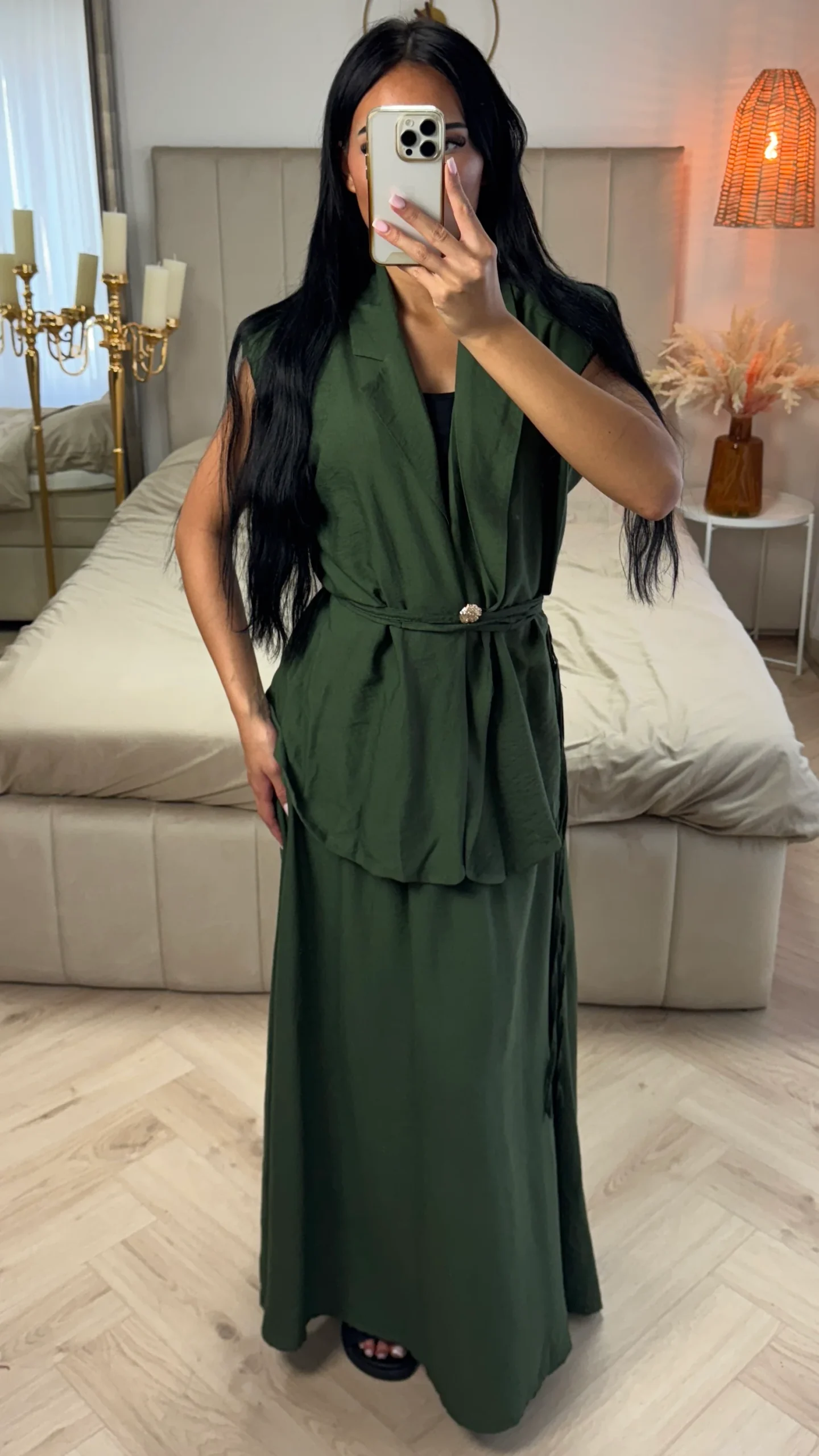 Tweedelige Set met Ceintuur – Viscoseblend - Afbeelding 4