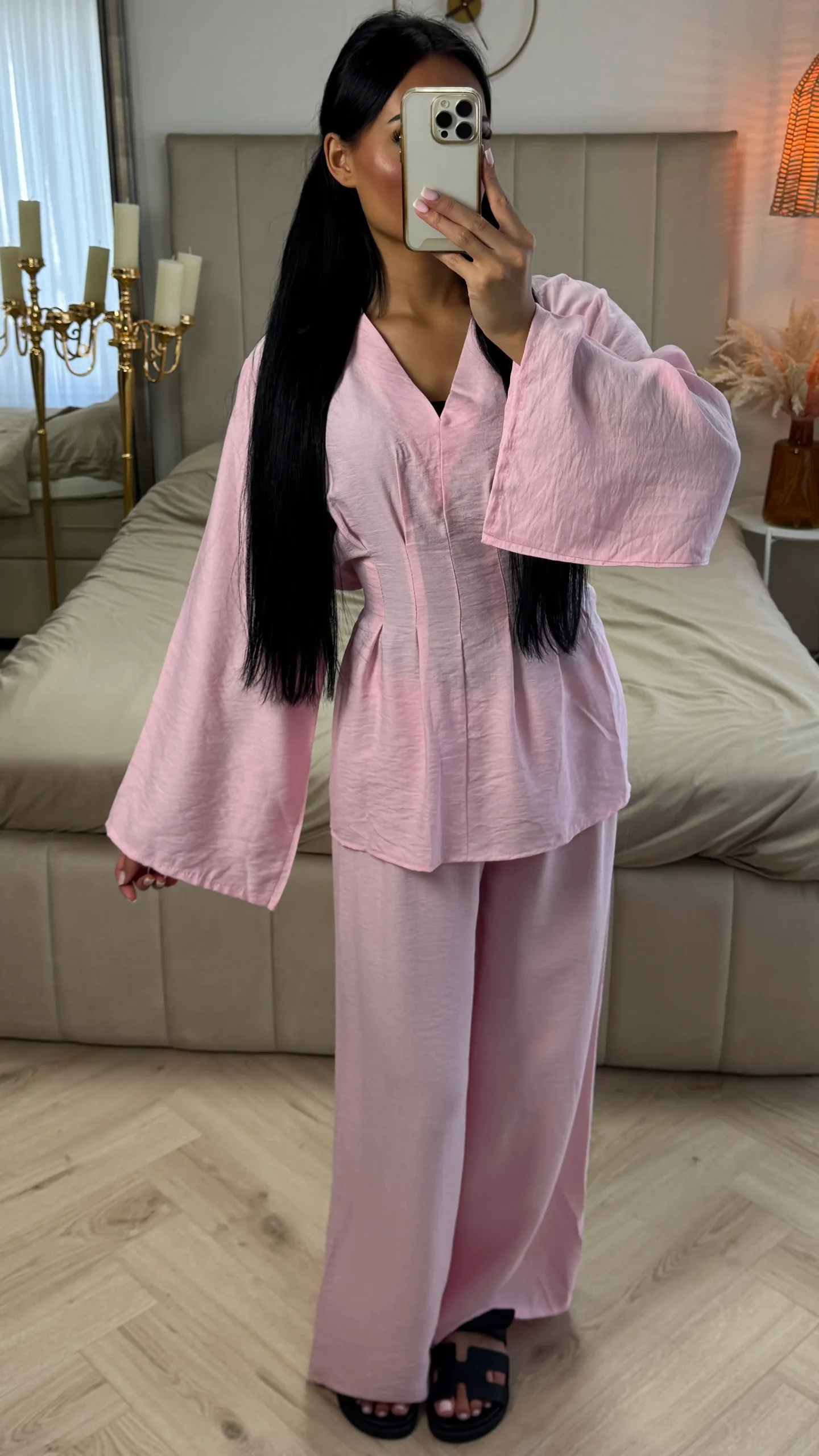 2-Delige Set met Tailleplooien en Wijde Broek – Viscoseblend - Afbeelding 6