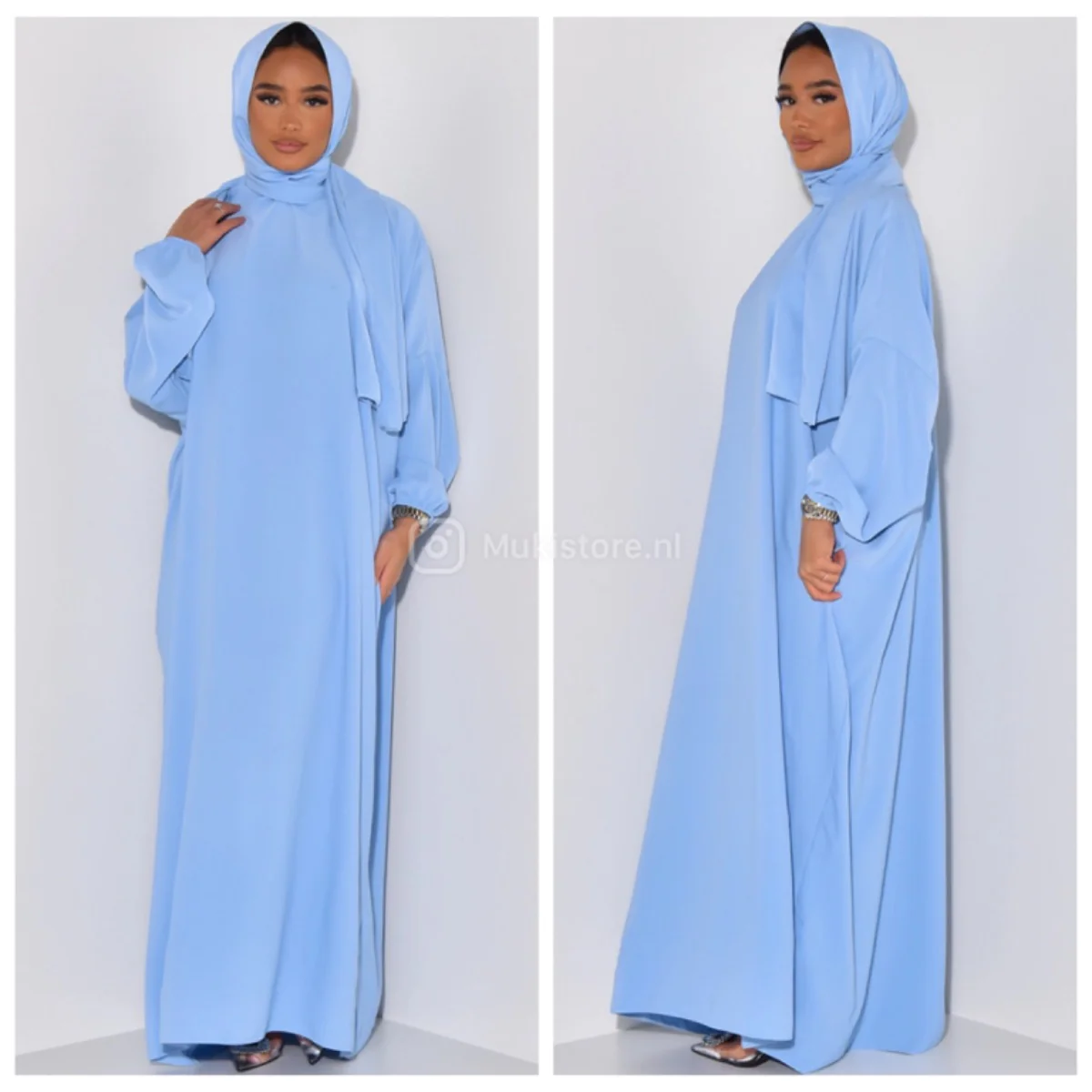 Super Oversized Gloss Abaya With Headscarf MADE IN ITALY - Afbeelding 6