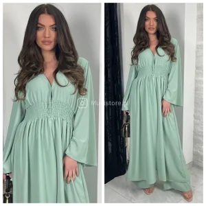 2pcs Beautiful Set Long Vest Wide Legs Elastic Taille Detail